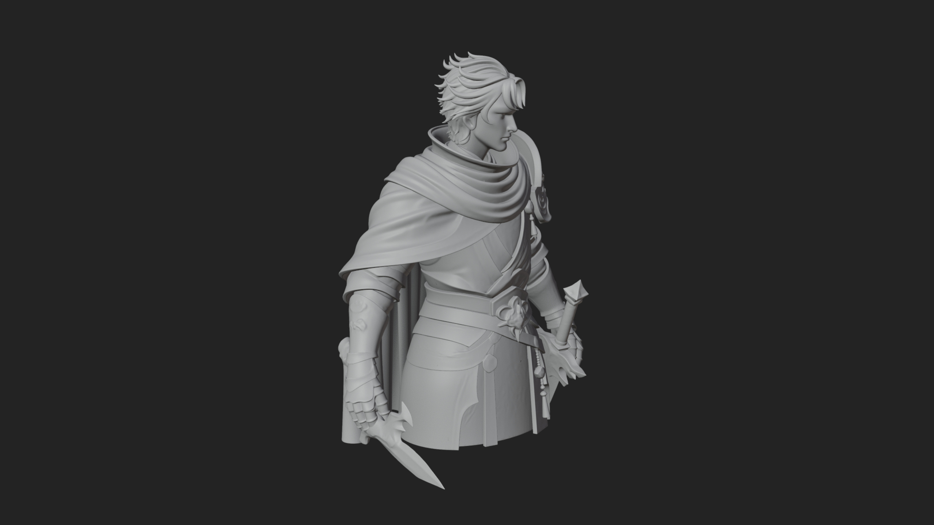 Blue Cape Knight Bust Design 2 3D Print Model 3D Model