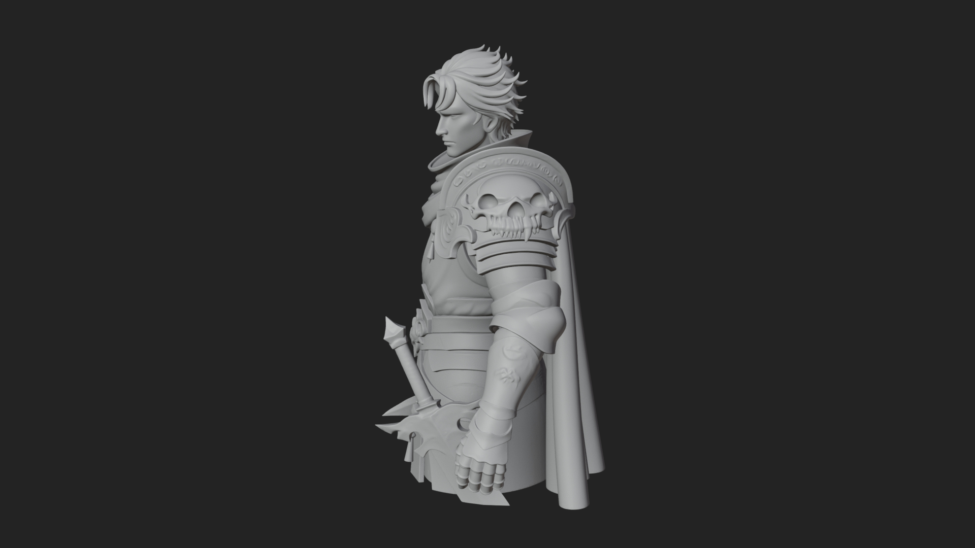 Blue Cape Knight Bust Design 2 3D Print Model 3D Model