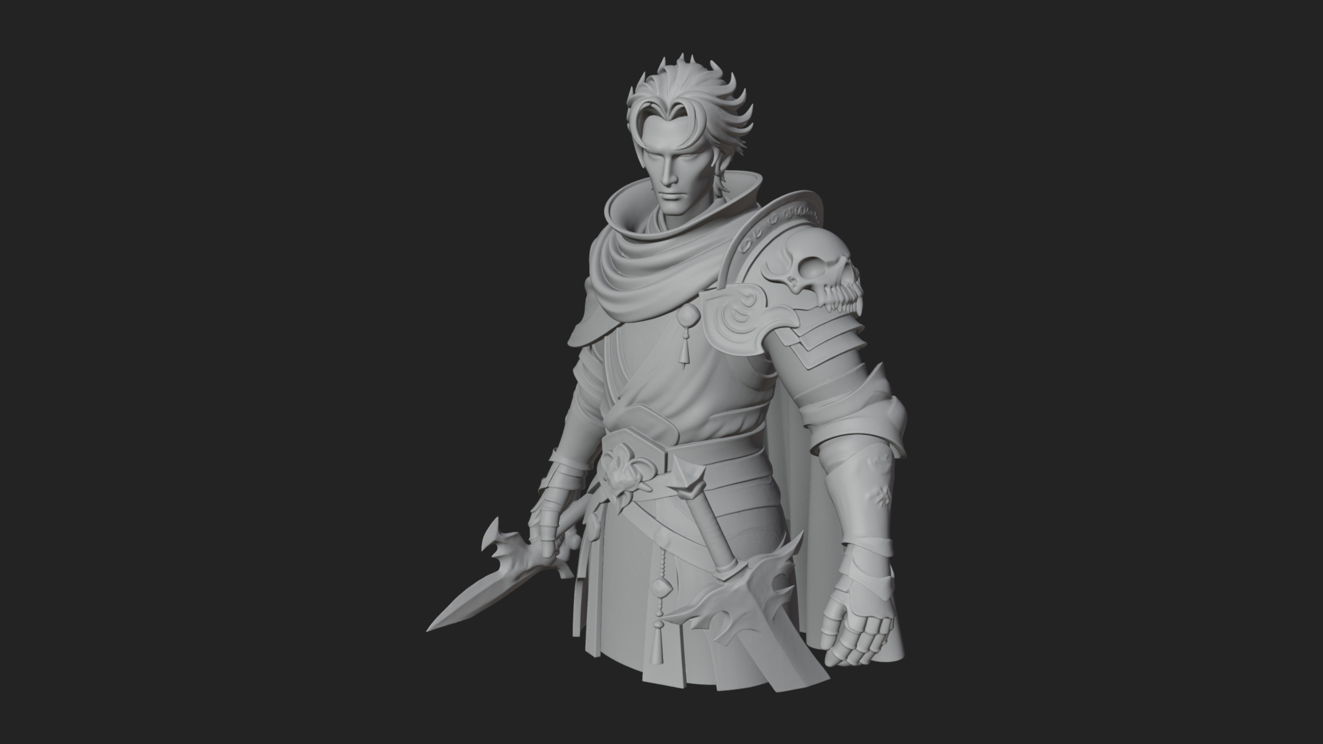 Blue Cape Knight Bust Design 2 3D Print Model 3D Model