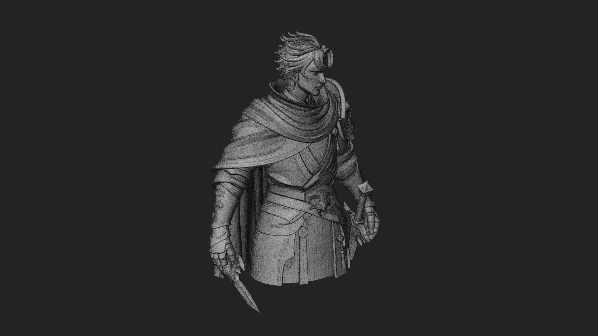 Blue Cape Knight Bust Design 2 3D Print Model 3D Model