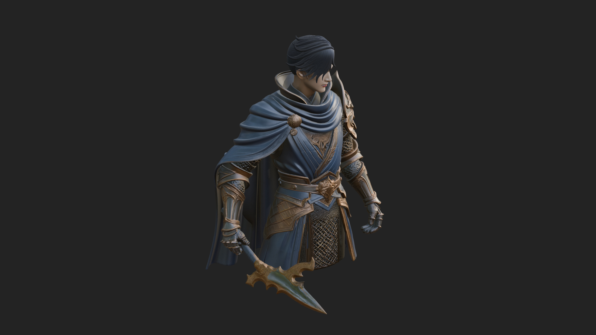 Blue Cape Knight Bust Design 3 3D Print Model 3D Model