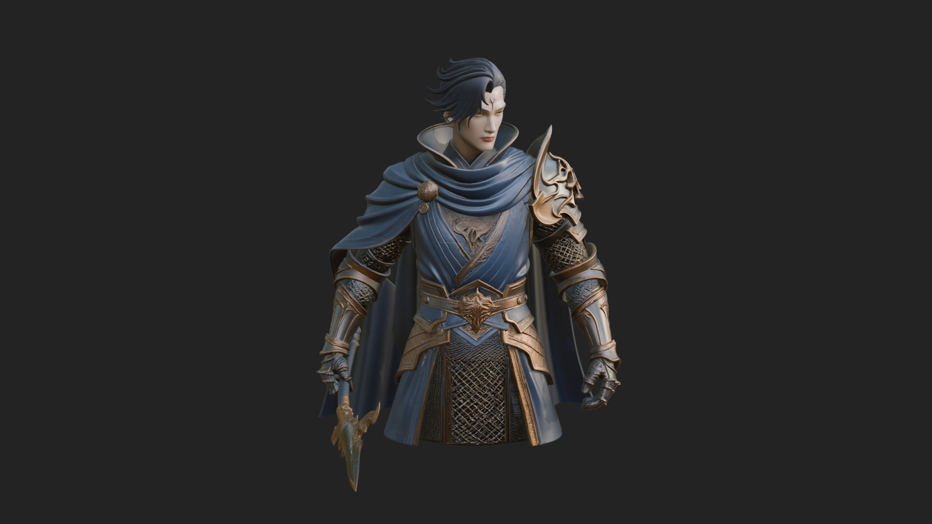 Blue Cape Knight Bust Design 3 3D Print Model 3D Model