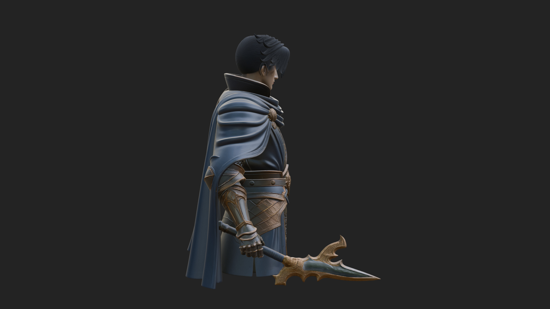 Blue Cape Knight Bust Design 3 3D Print Model 3D Model