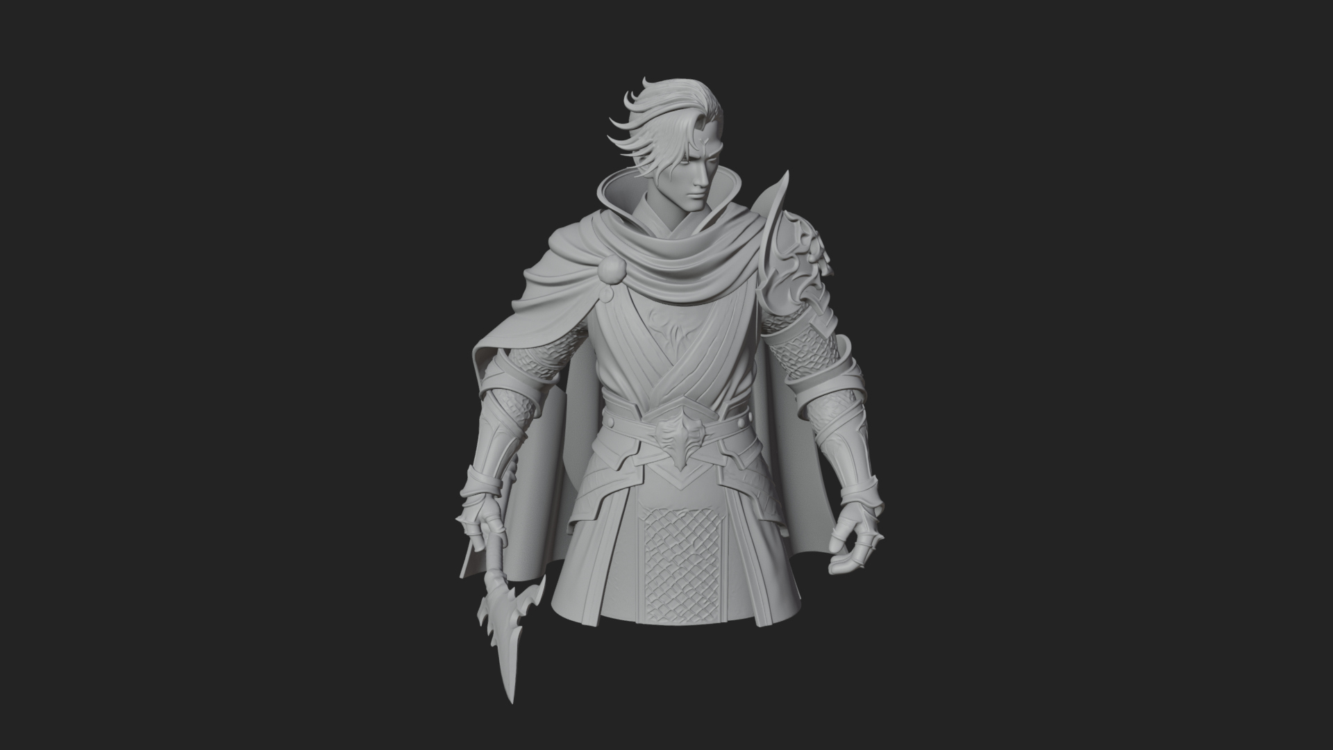Blue Cape Knight Bust Design 3 3D Print Model 3D Model