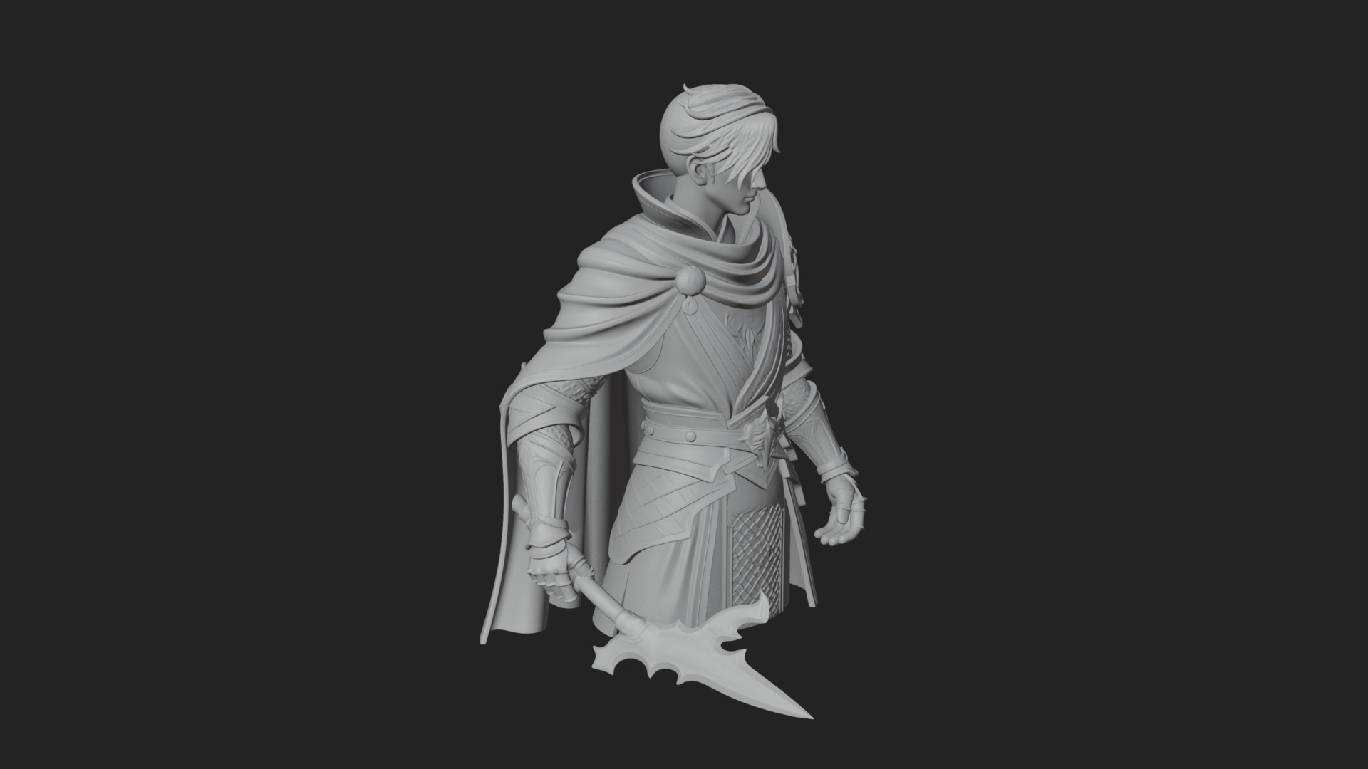 Blue Cape Knight Bust Design 3 3D Print Model 3D Model