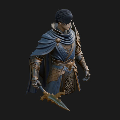Blue Cape Knight Bust Design 3 3D Print Model