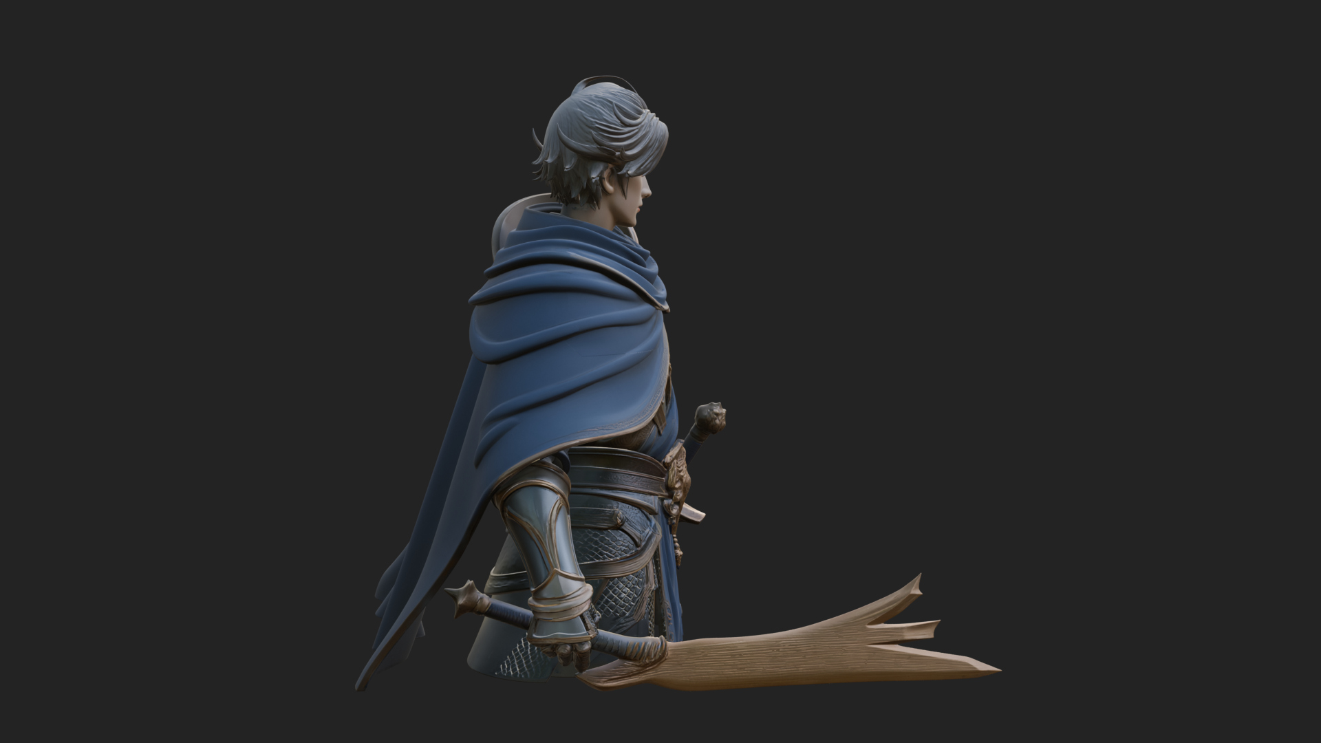 Blue Cape Knight Bust Design 4 3D Print Model 3D Model