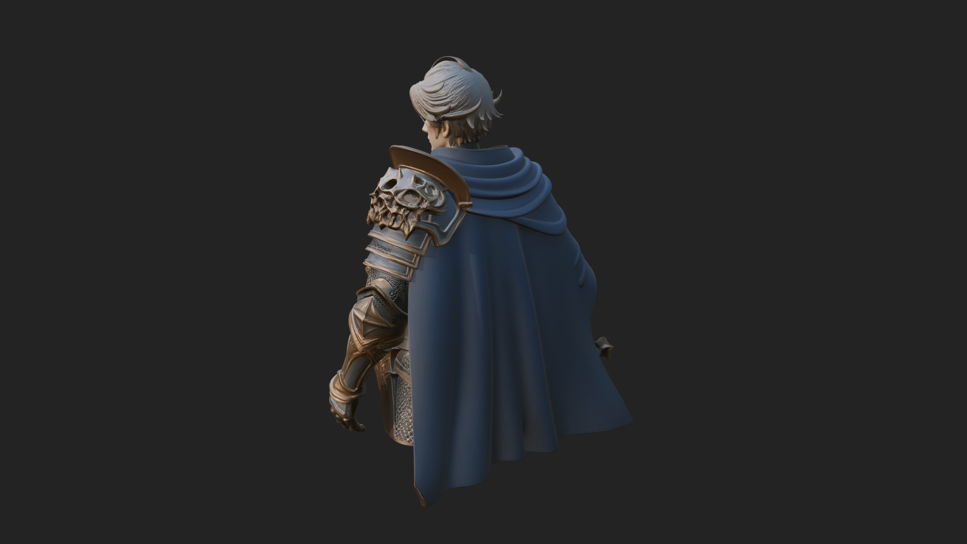 Blue Cape Knight Bust Design 4 3D Print Model 3D Model
