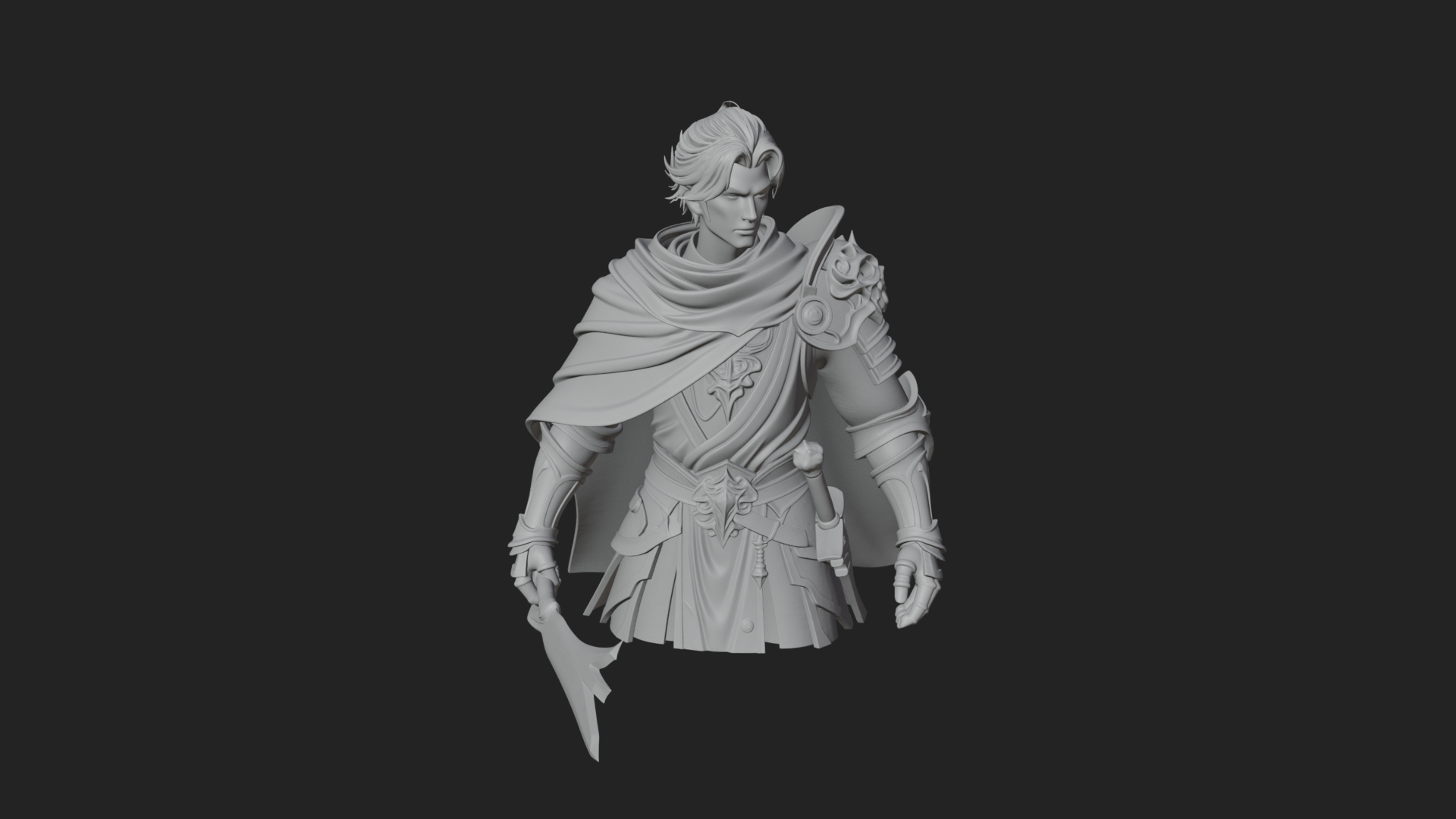 Blue Cape Knight Bust Design 4 3D Print Model 3D Model