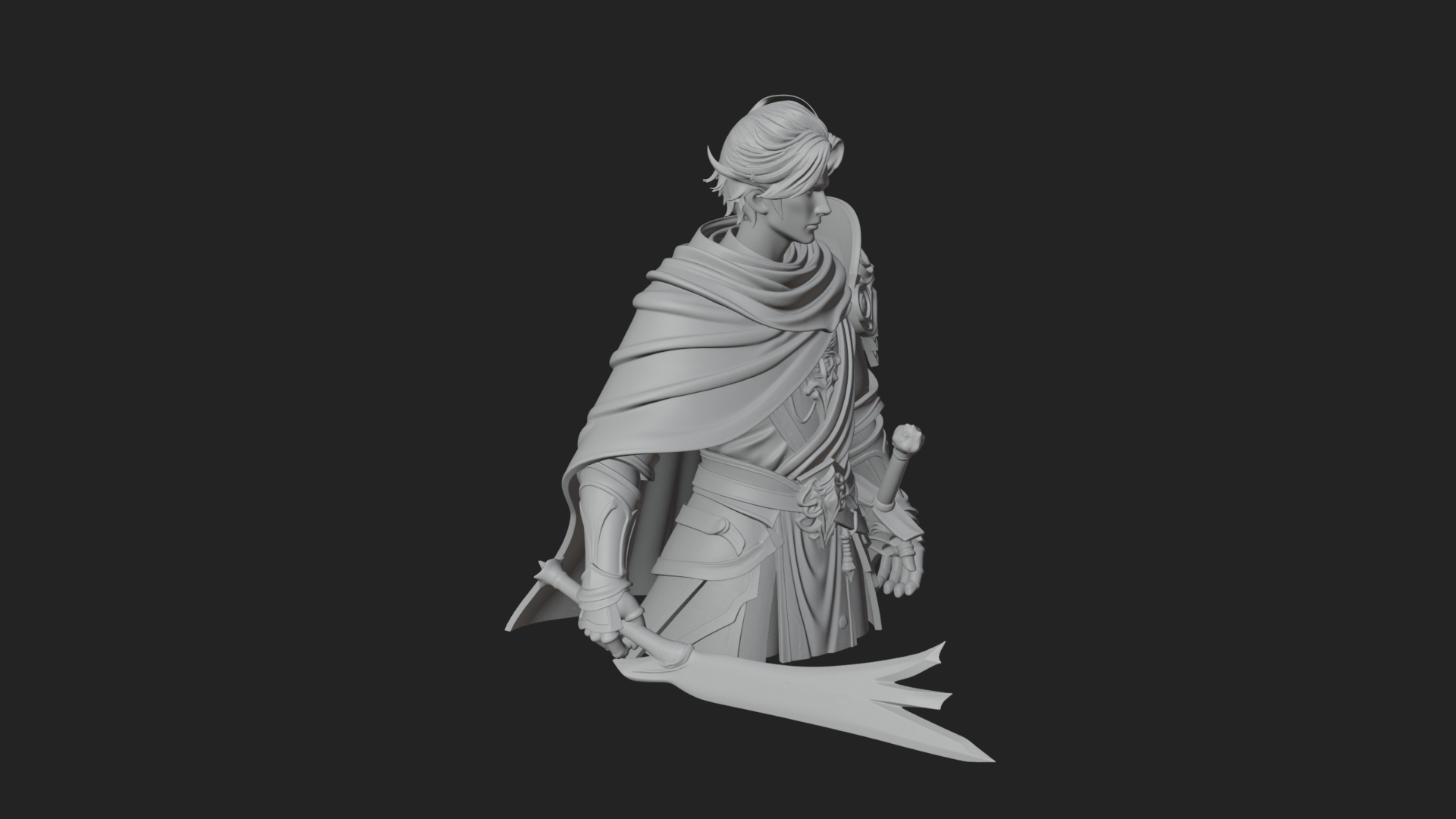 Blue Cape Knight Bust Design 4 3D Print Model 3D Model