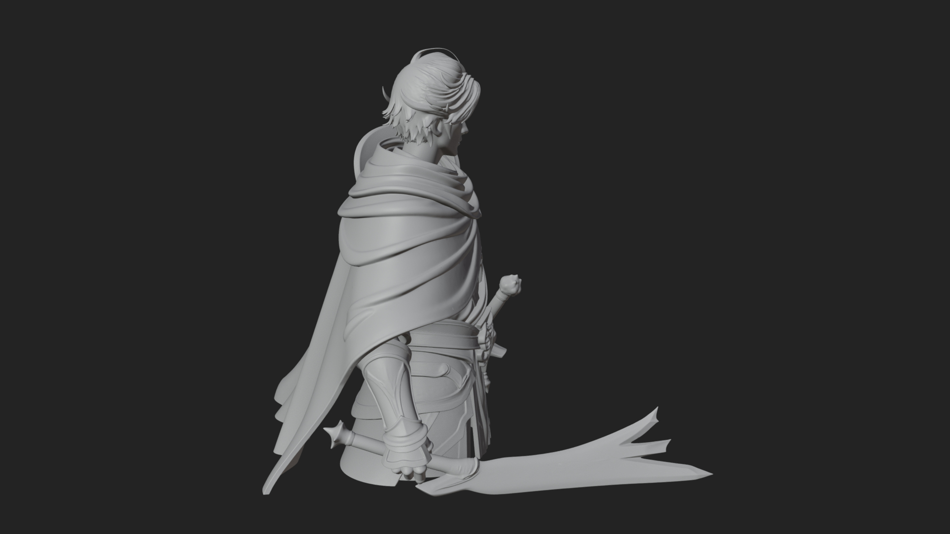 Blue Cape Knight Bust Design 4 3D Print Model 3D Model