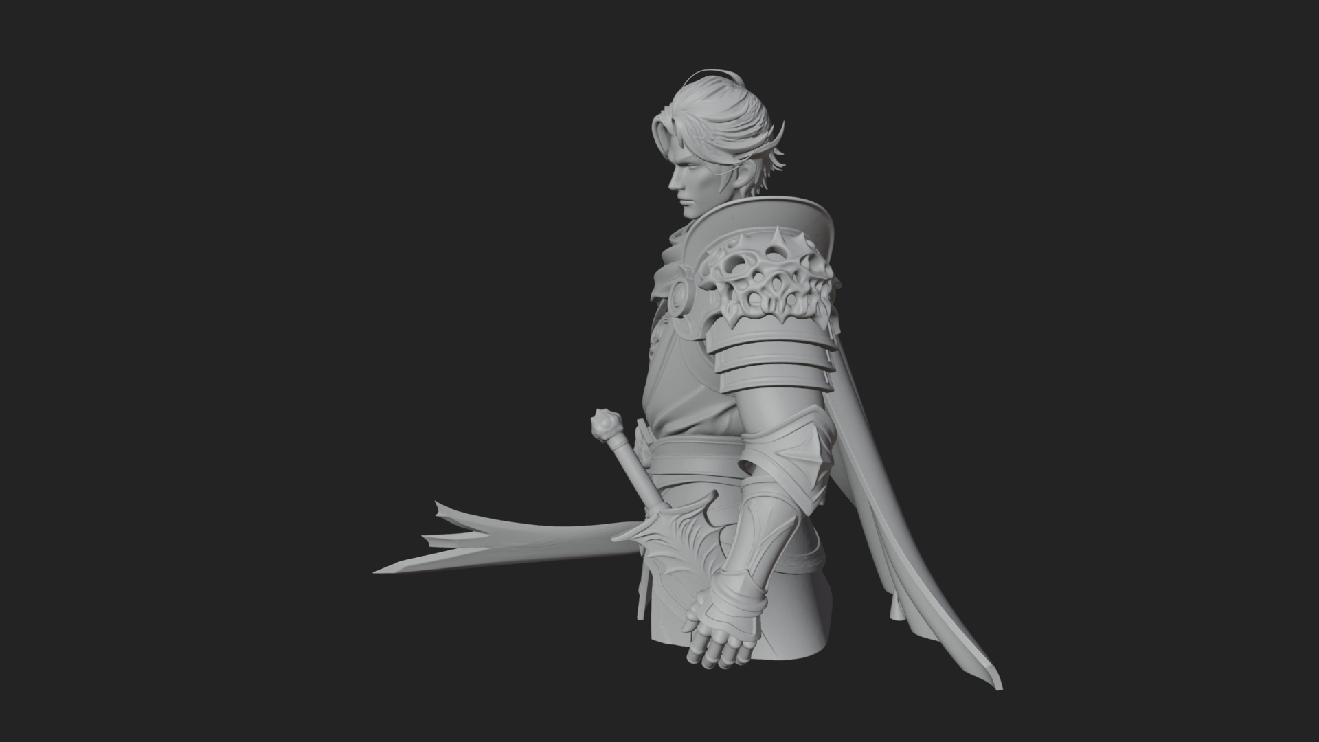 Blue Cape Knight Bust Design 4 3D Print Model 3D Model