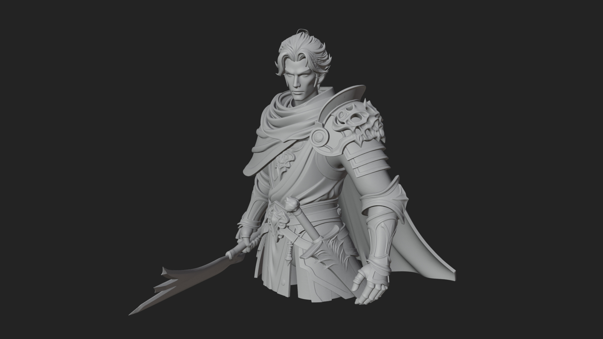 Blue Cape Knight Bust Design 4 3D Print Model 3D Model