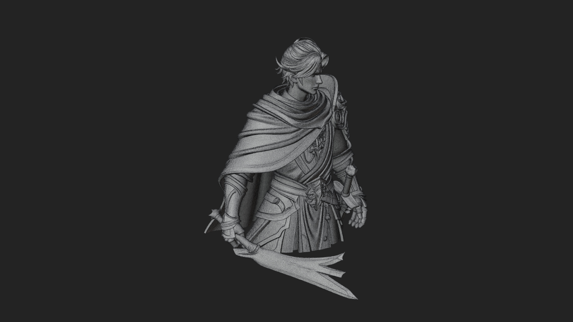 Blue Cape Knight Bust Design 4 3D Print Model 3D Model
