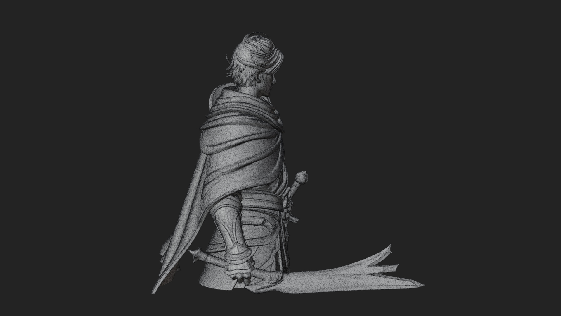 Blue Cape Knight Bust Design 4 3D Print Model 3D Model