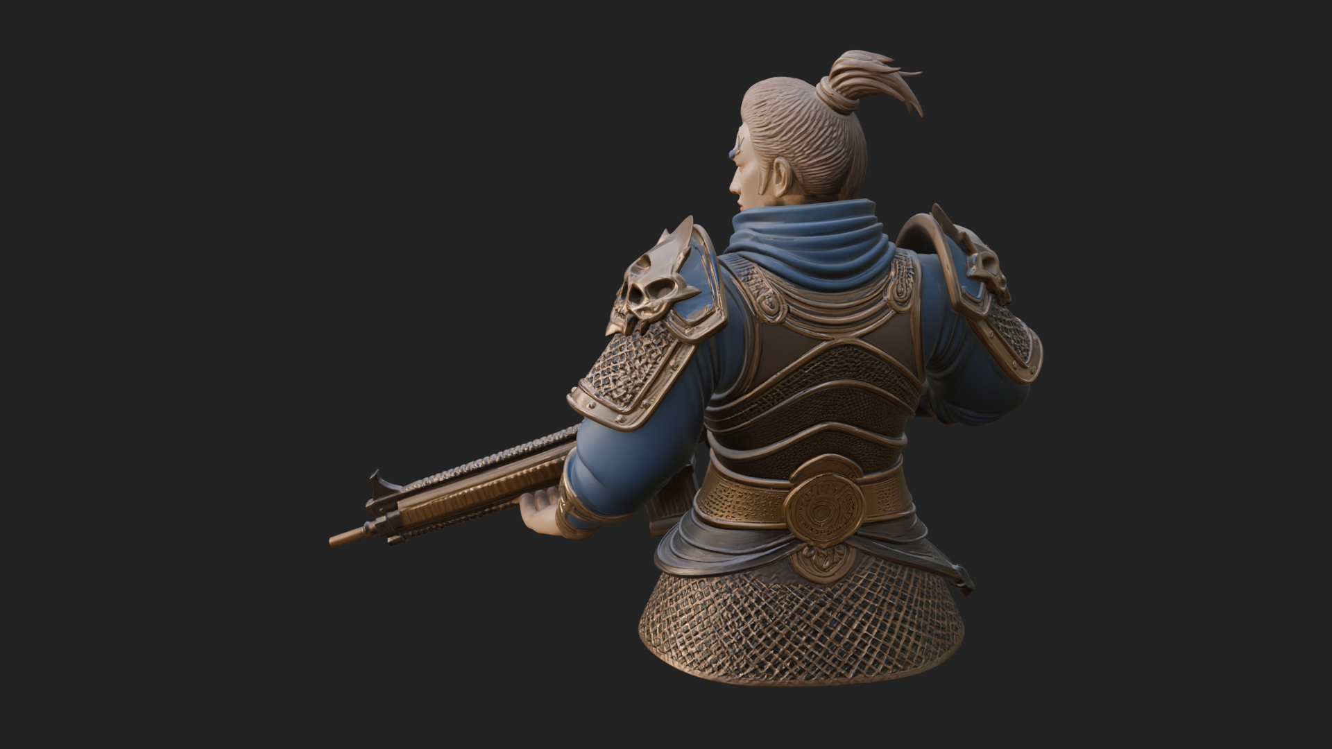 Blue Cloak Armored Scout Bust Design 1 3D Print Model 3D Model