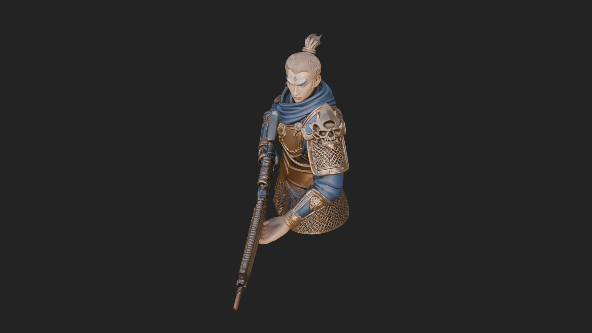 Blue Cloak Armored Scout Bust Design 1 3D Print Model 3D Model