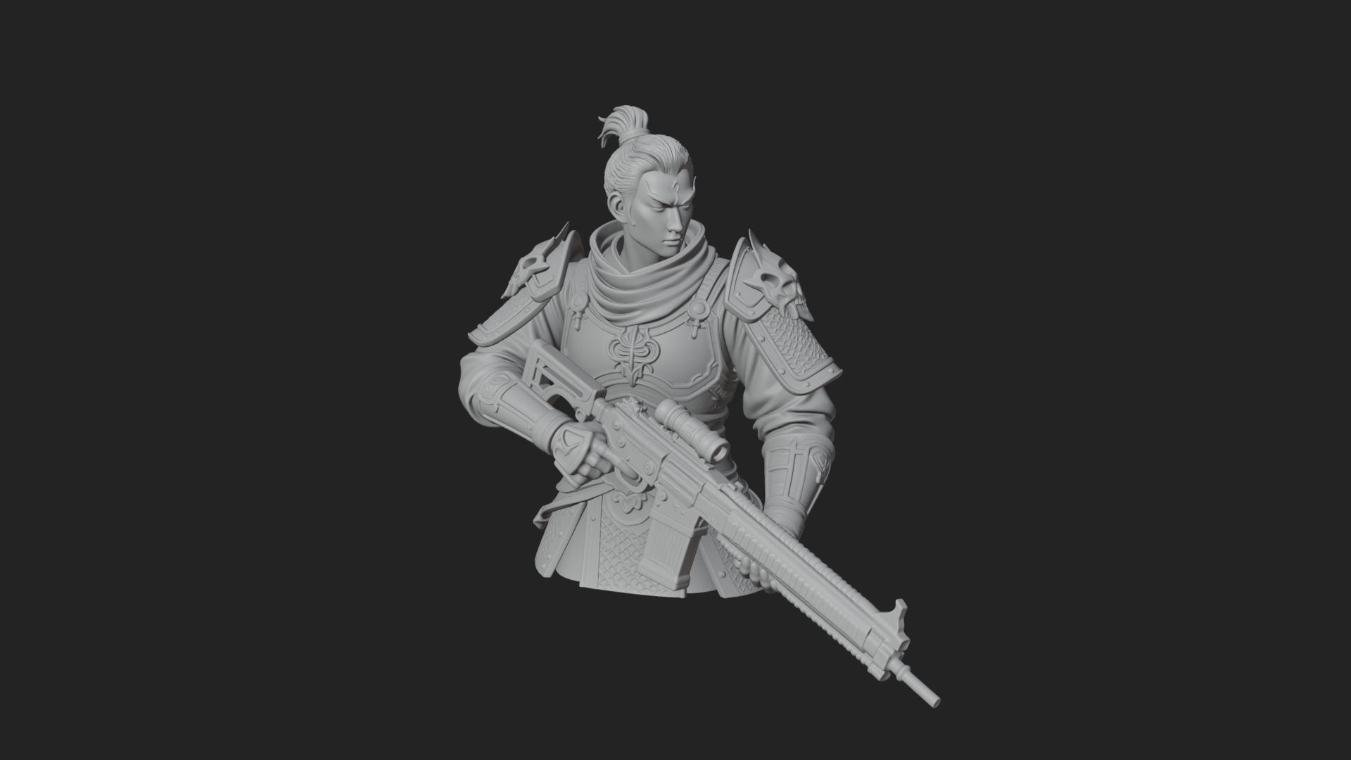 Blue Cloak Armored Scout Bust Design 1 3D Print Model 3D Model