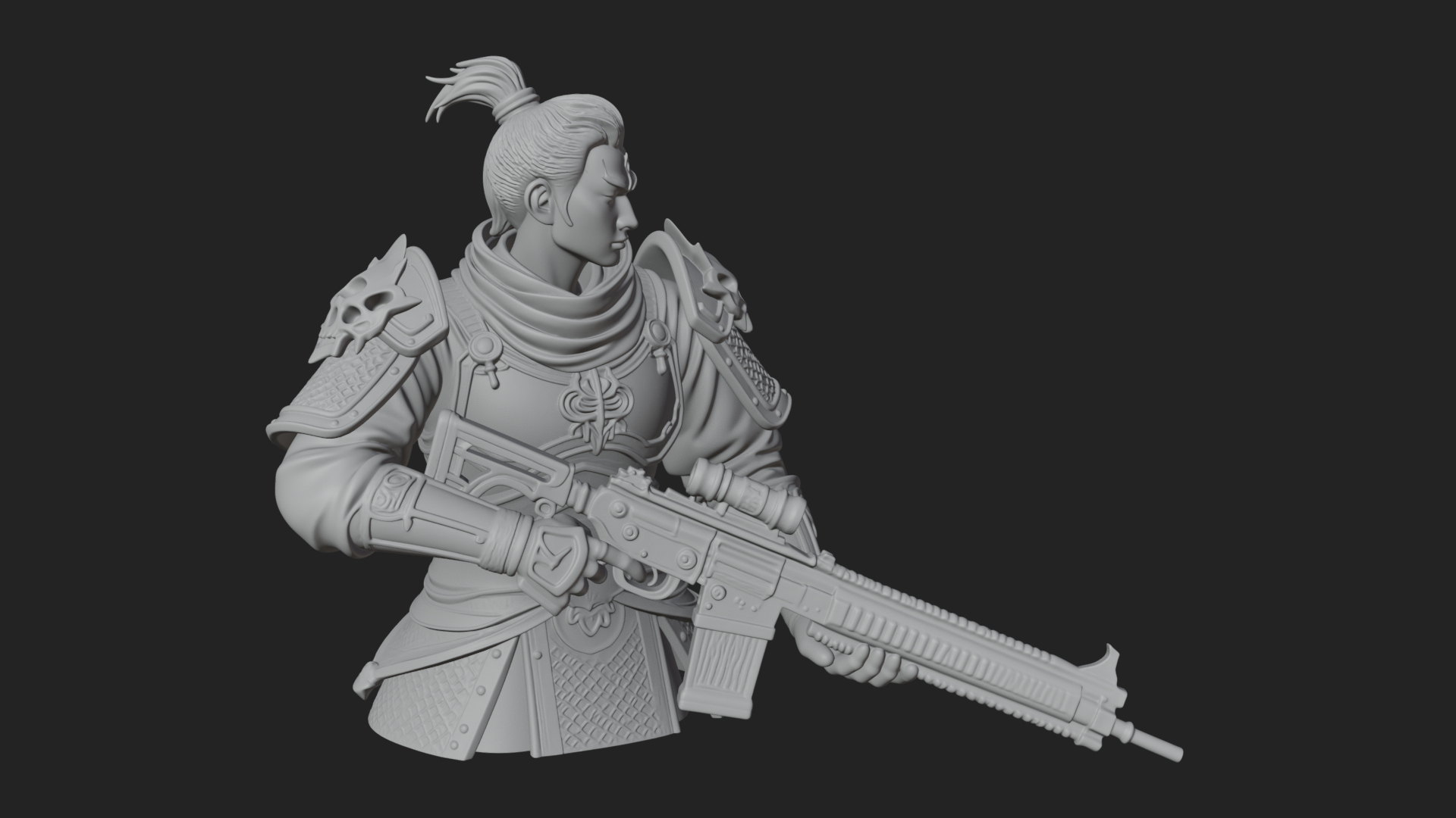 Blue Cloak Armored Scout Bust Design 1 3D Print Model 3D Model