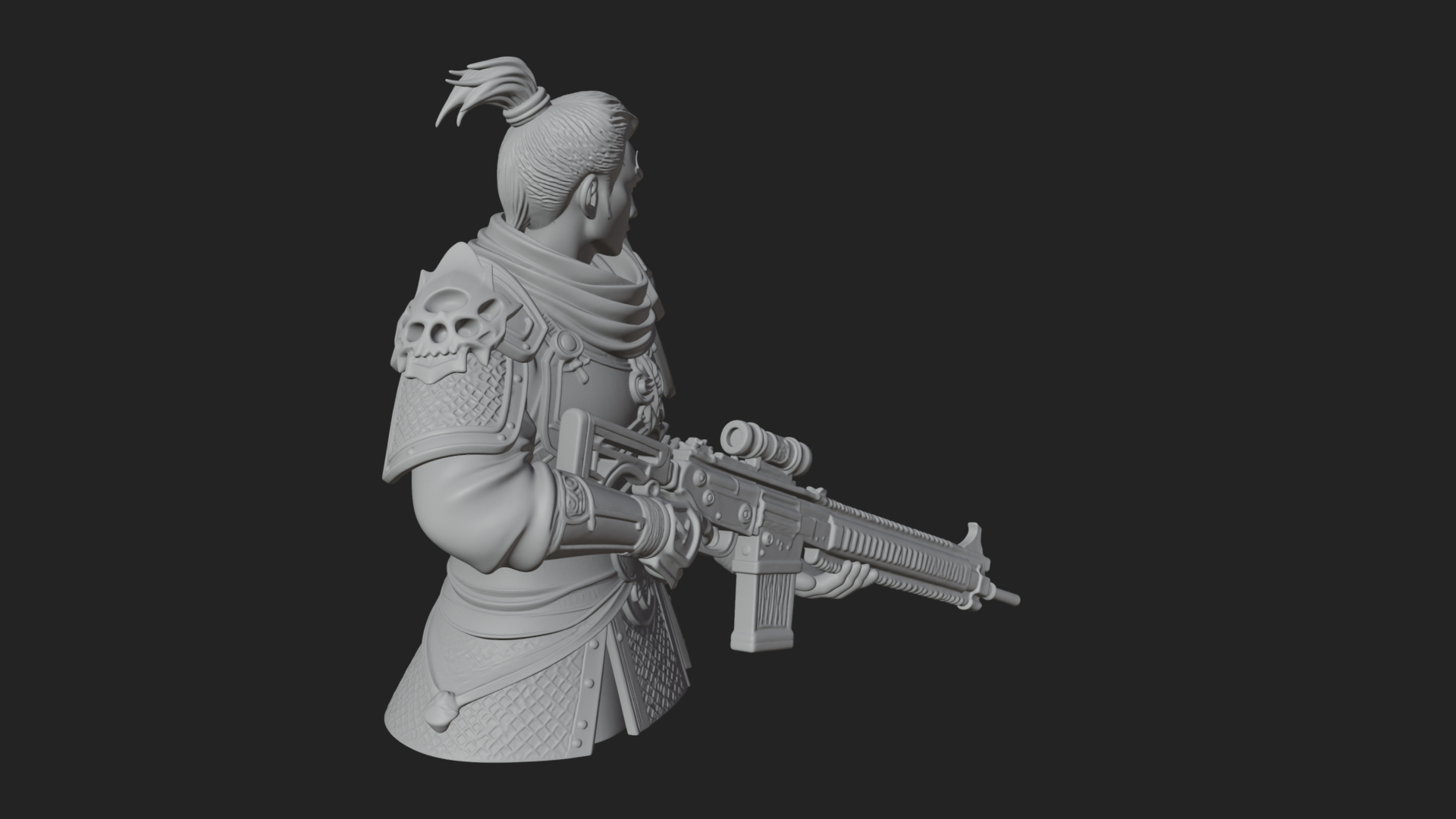 Blue Cloak Armored Scout Bust Design 1 3D Print Model 3D Model