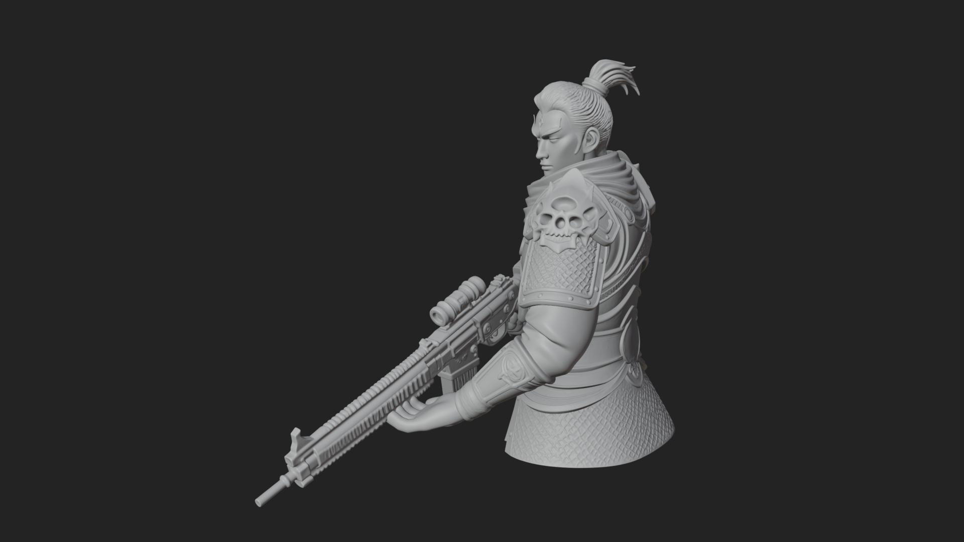 Blue Cloak Armored Scout Bust Design 1 3D Print Model 3D Model