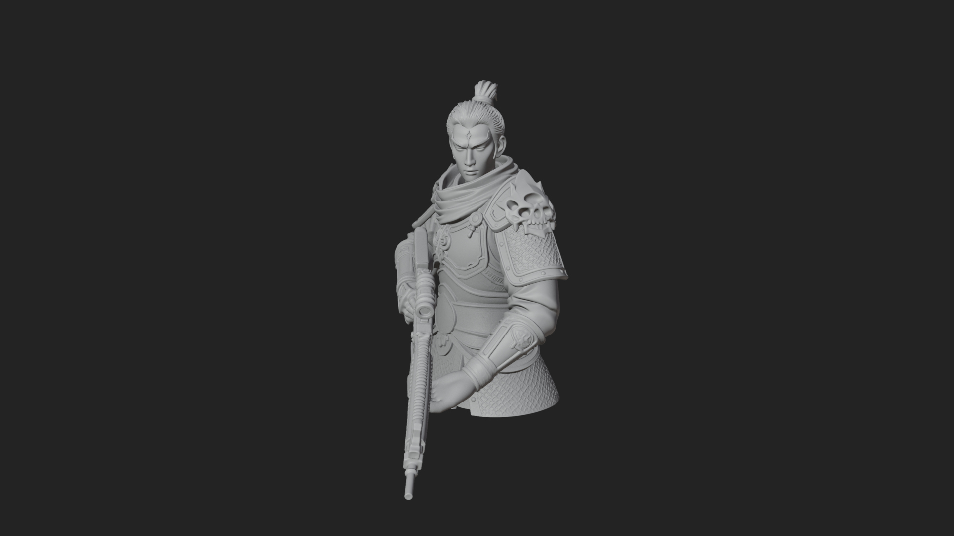 Blue Cloak Armored Scout Bust Design 1 3D Print Model 3D Model