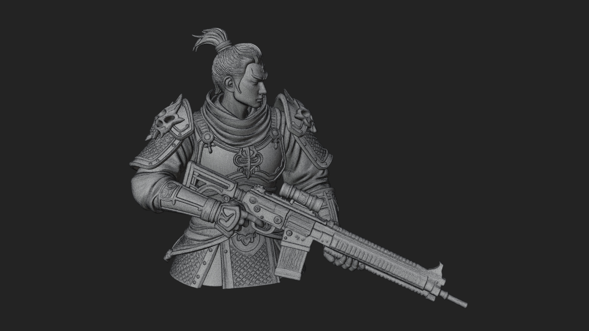 Blue Cloak Armored Scout Bust Design 1 3D Print Model 3D Model