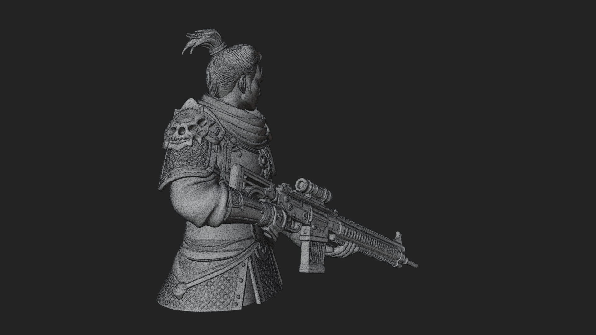 Blue Cloak Armored Scout Bust Design 1 3D Print Model 3D Model