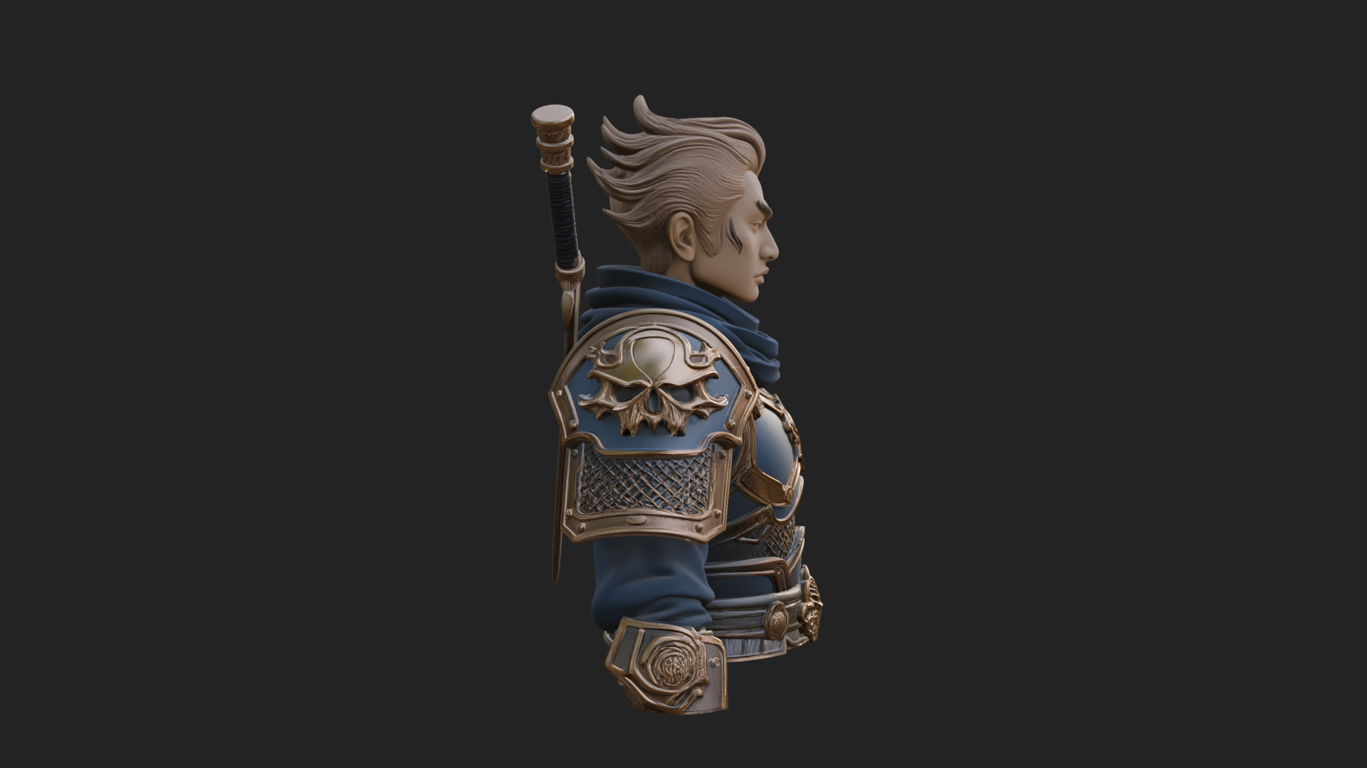 Blue Cloak Armored Scout Bust Design 2 3D Print Model 3D Model