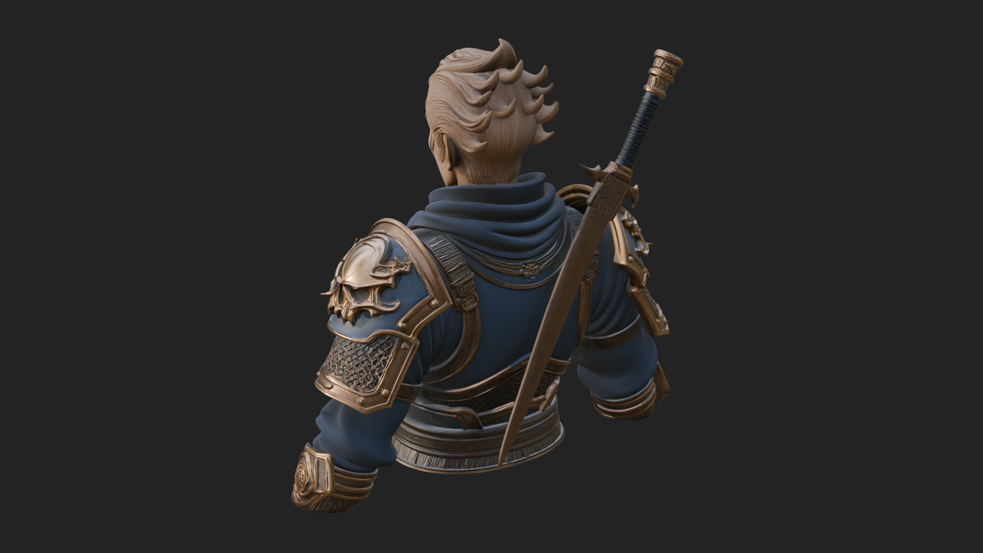 Blue Cloak Armored Scout Bust Design 2 3D Print Model 3D Model