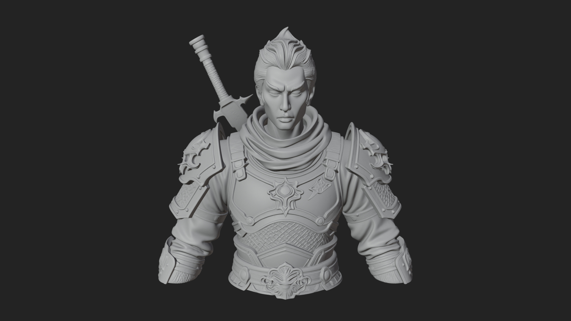 Blue Cloak Armored Scout Bust Design 2 3D Print Model 3D Model