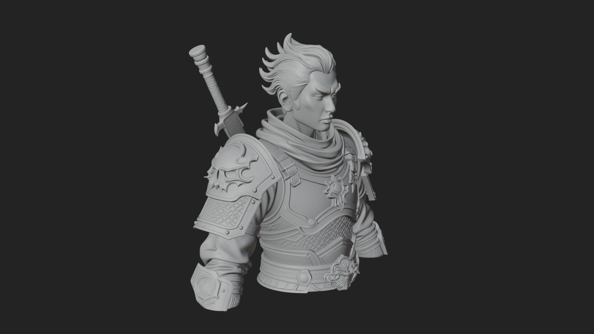 Blue Cloak Armored Scout Bust Design 2 3D Print Model 3D Model