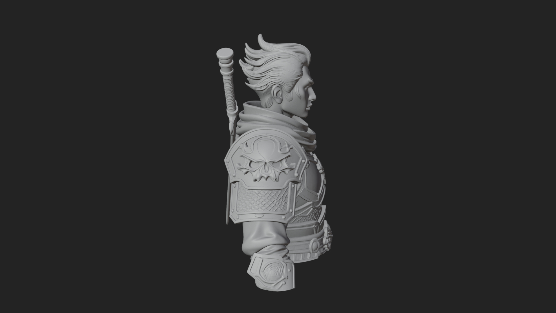 Blue Cloak Armored Scout Bust Design 2 3D Print Model 3D Model