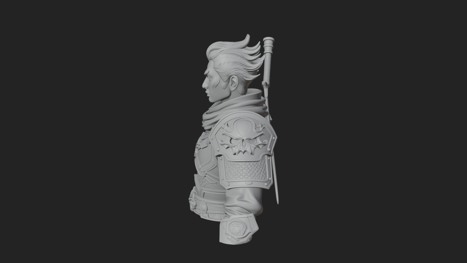 Blue Cloak Armored Scout Bust Design 2 3D Print Model 3D Model