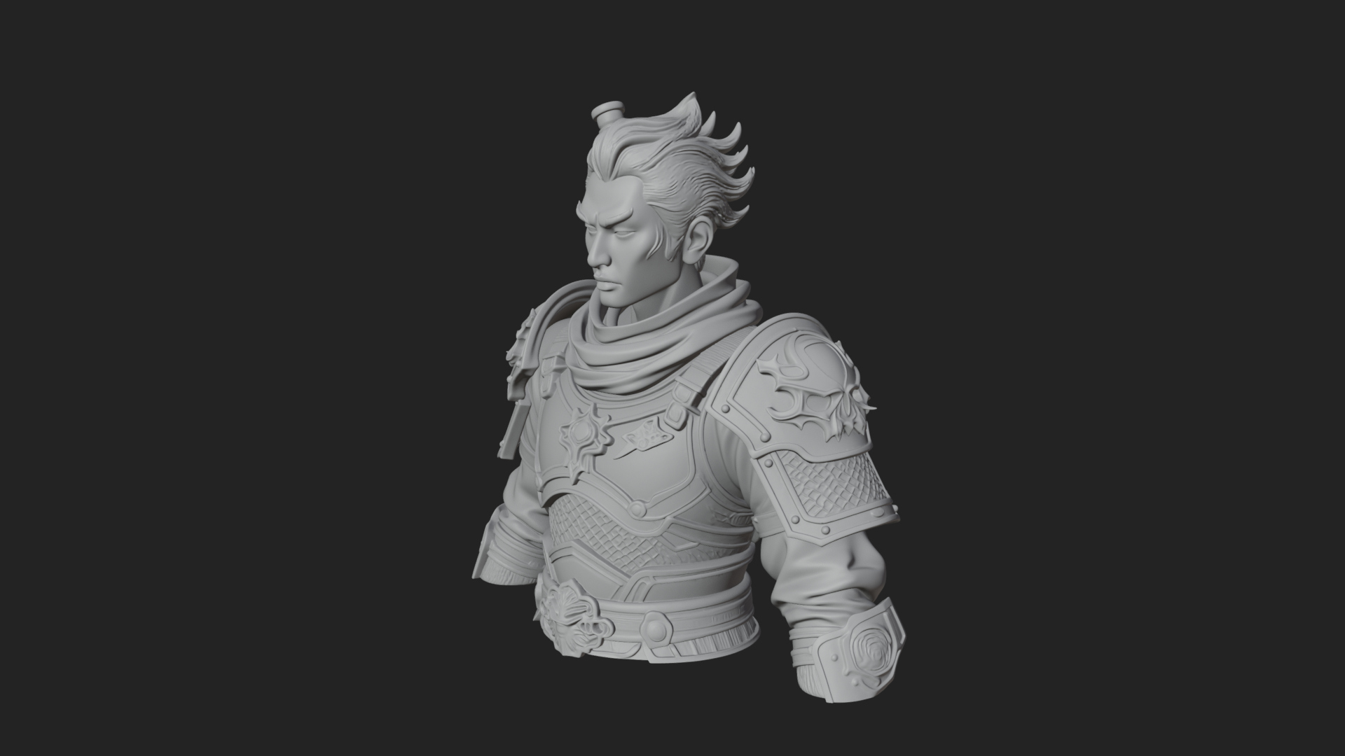 Blue Cloak Armored Scout Bust Design 2 3D Print Model 3D Model