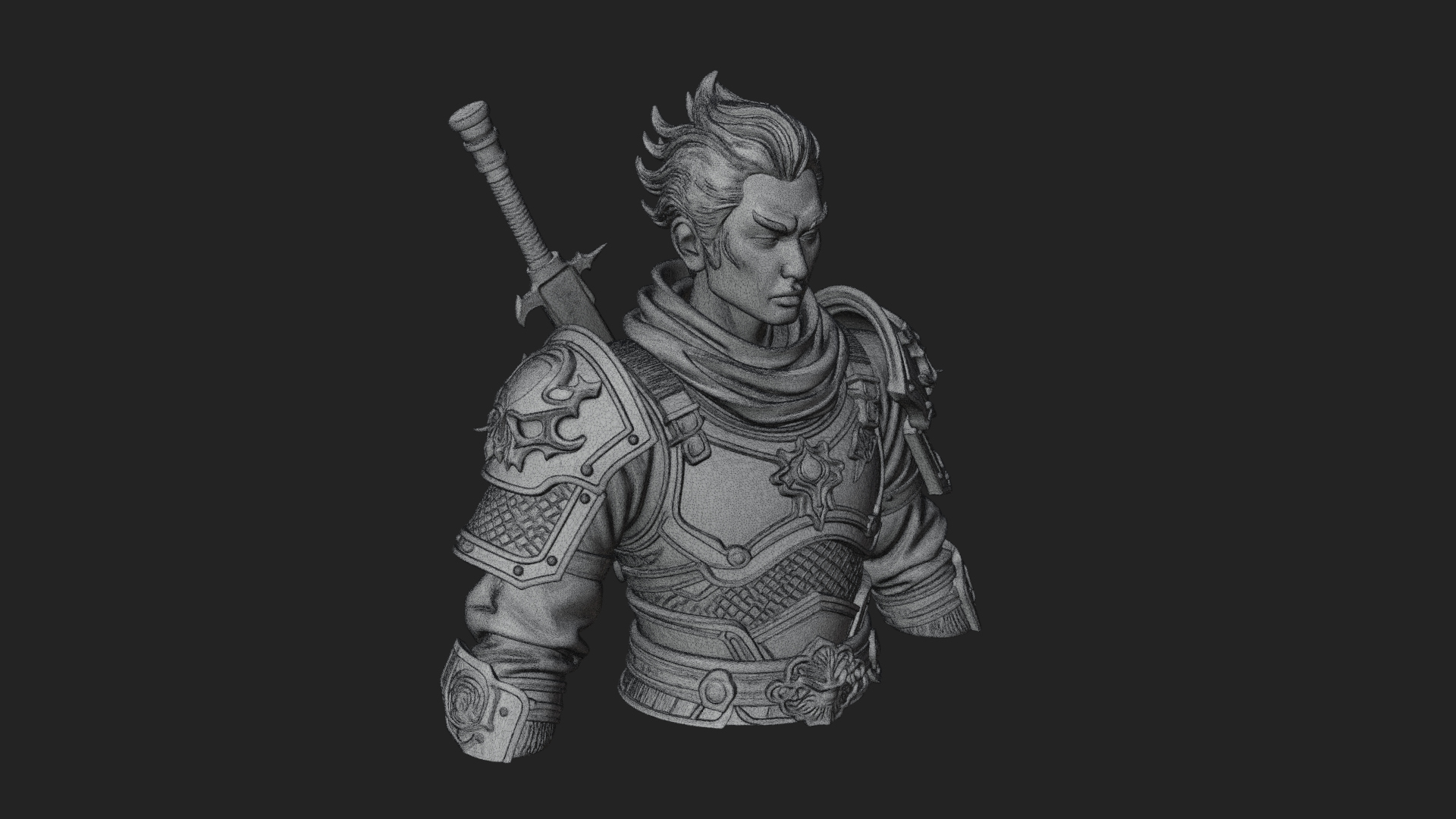 Blue Cloak Armored Scout Bust Design 2 3D Print Model 3D Model
