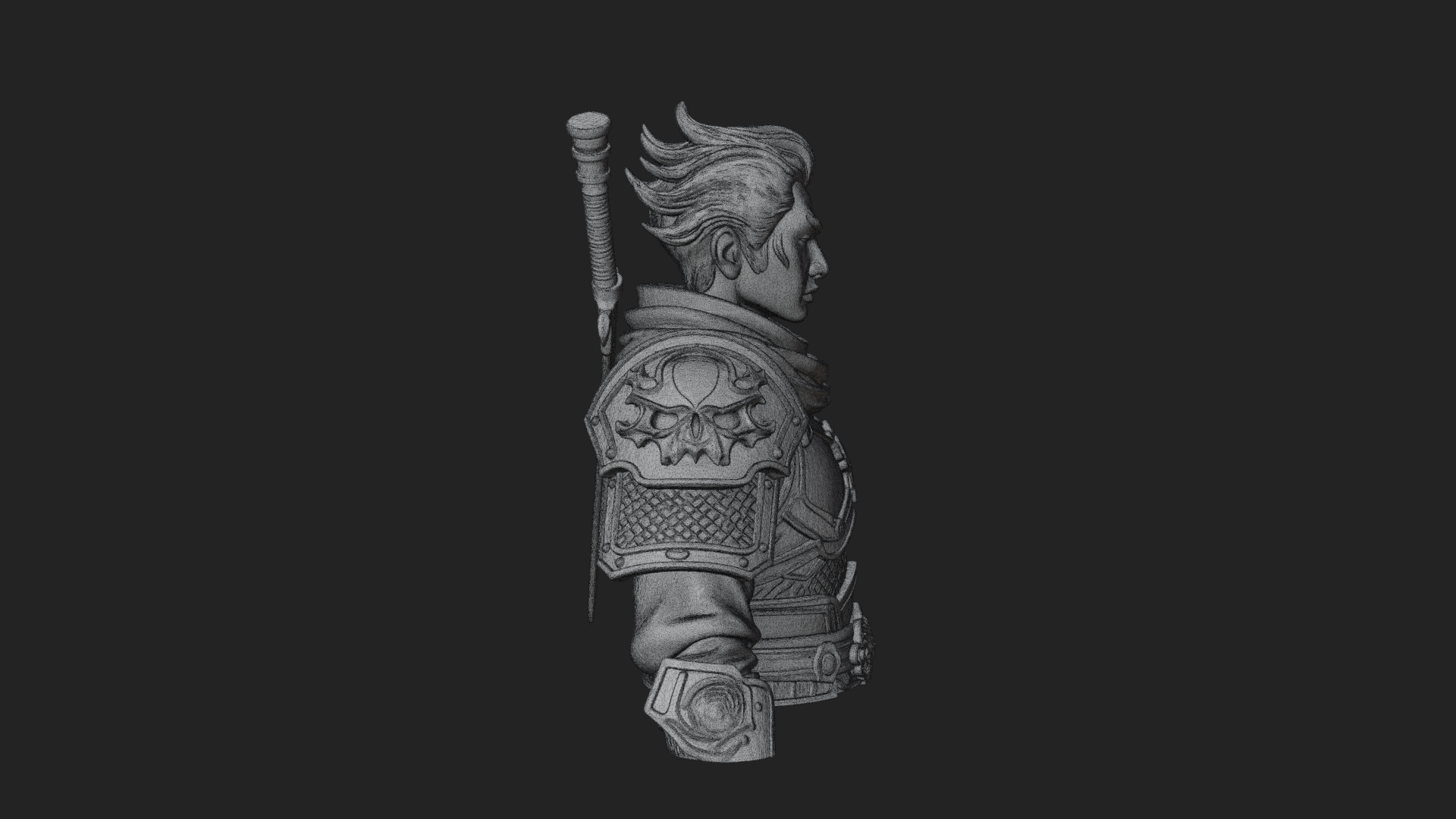 Blue Cloak Armored Scout Bust Design 2 3D Print Model 3D Model