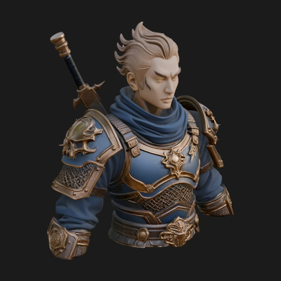 Blue Cloak Armored Scout Bust Design 2 3D Print Model