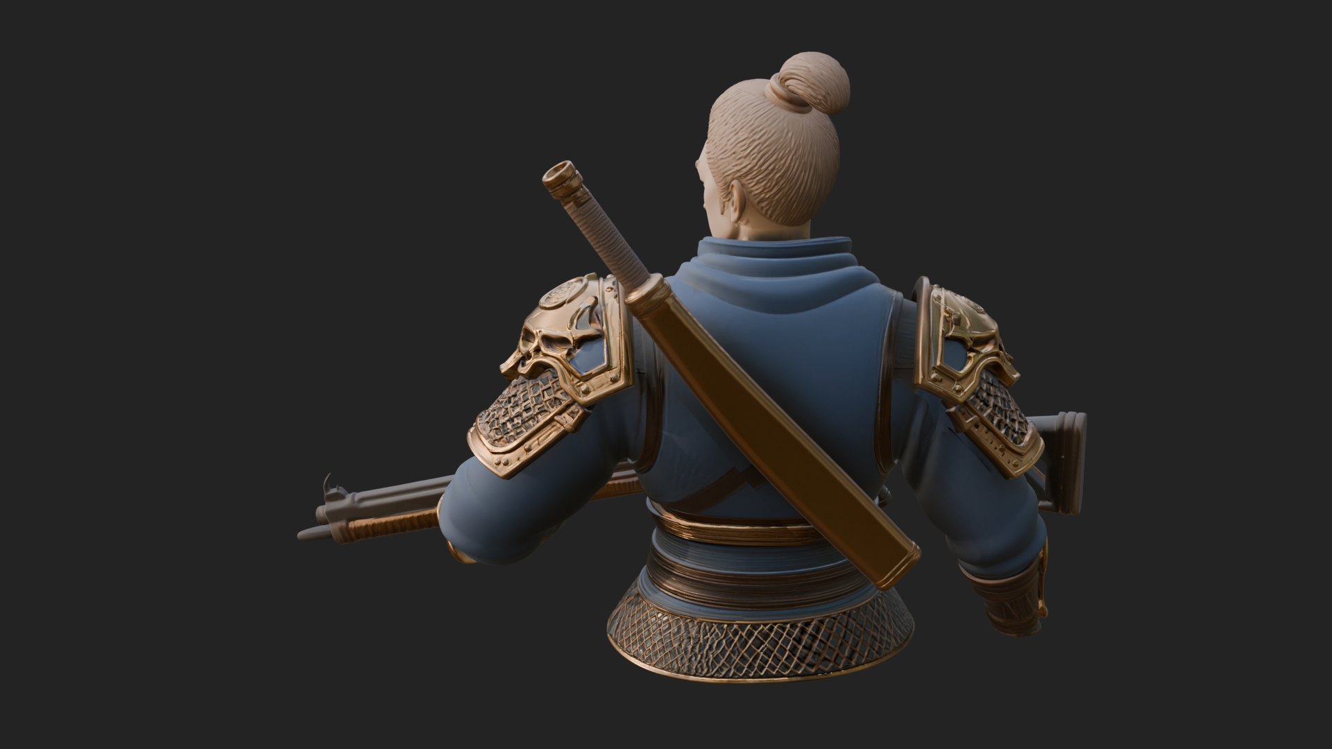 Blue Cloak Armored Scout Bust Design 3 3D Print Model 3D Model