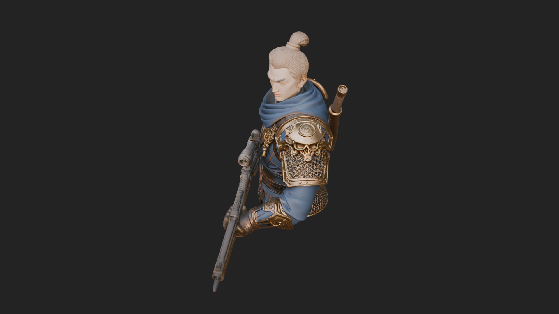 Blue Cloak Armored Scout Bust Design 3 3D Print Model 3D Model