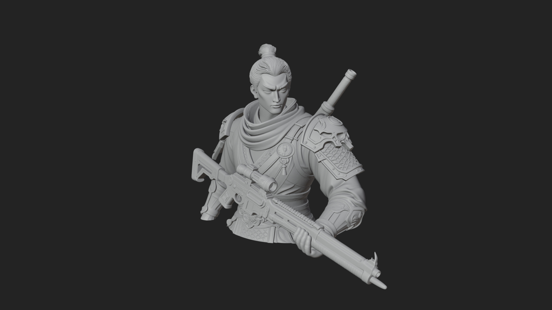 Blue Cloak Armored Scout Bust Design 3 3D Print Model 3D Model