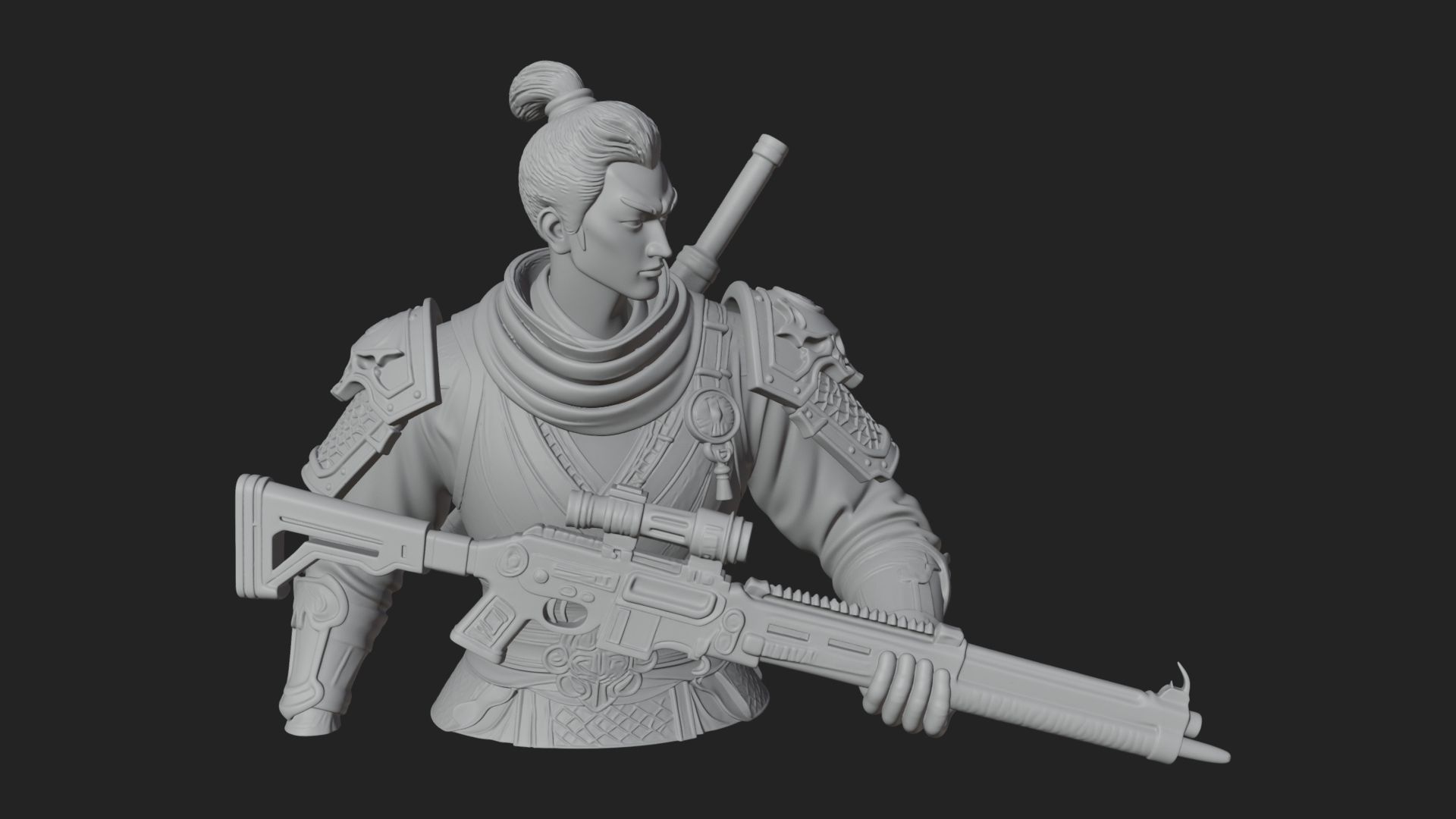 Blue Cloak Armored Scout Bust Design 3 3D Print Model 3D Model