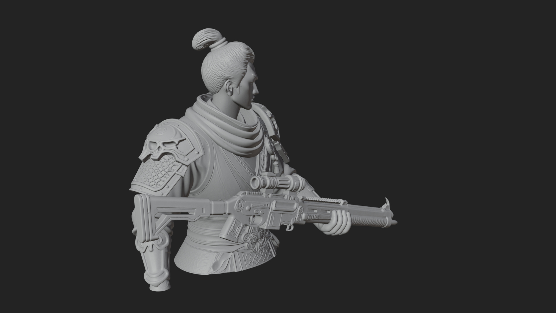 Blue Cloak Armored Scout Bust Design 3 3D Print Model 3D Model