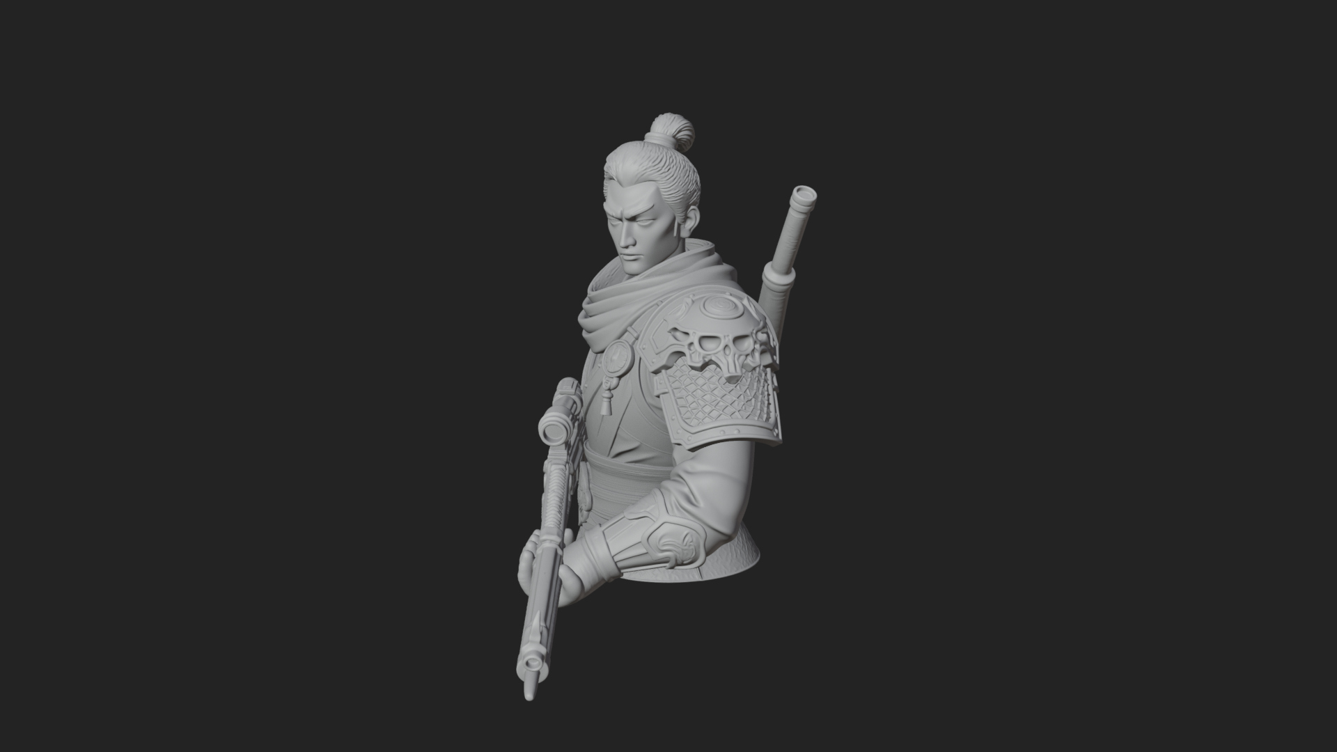 Blue Cloak Armored Scout Bust Design 3 3D Print Model 3D Model