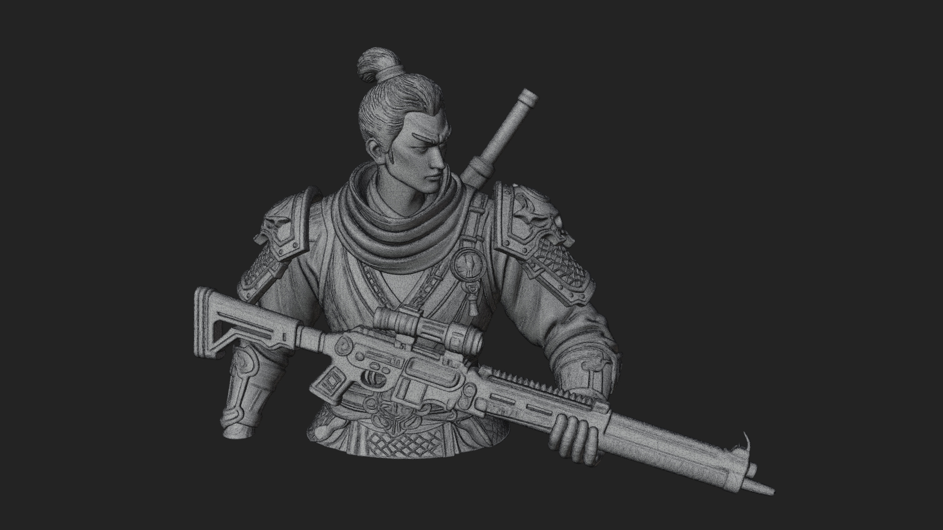 Blue Cloak Armored Scout Bust Design 3 3D Print Model 3D Model