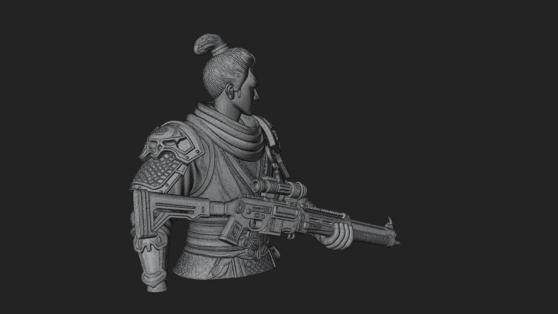Blue Cloak Armored Scout Bust Design 3 3D Print Model 3D Model