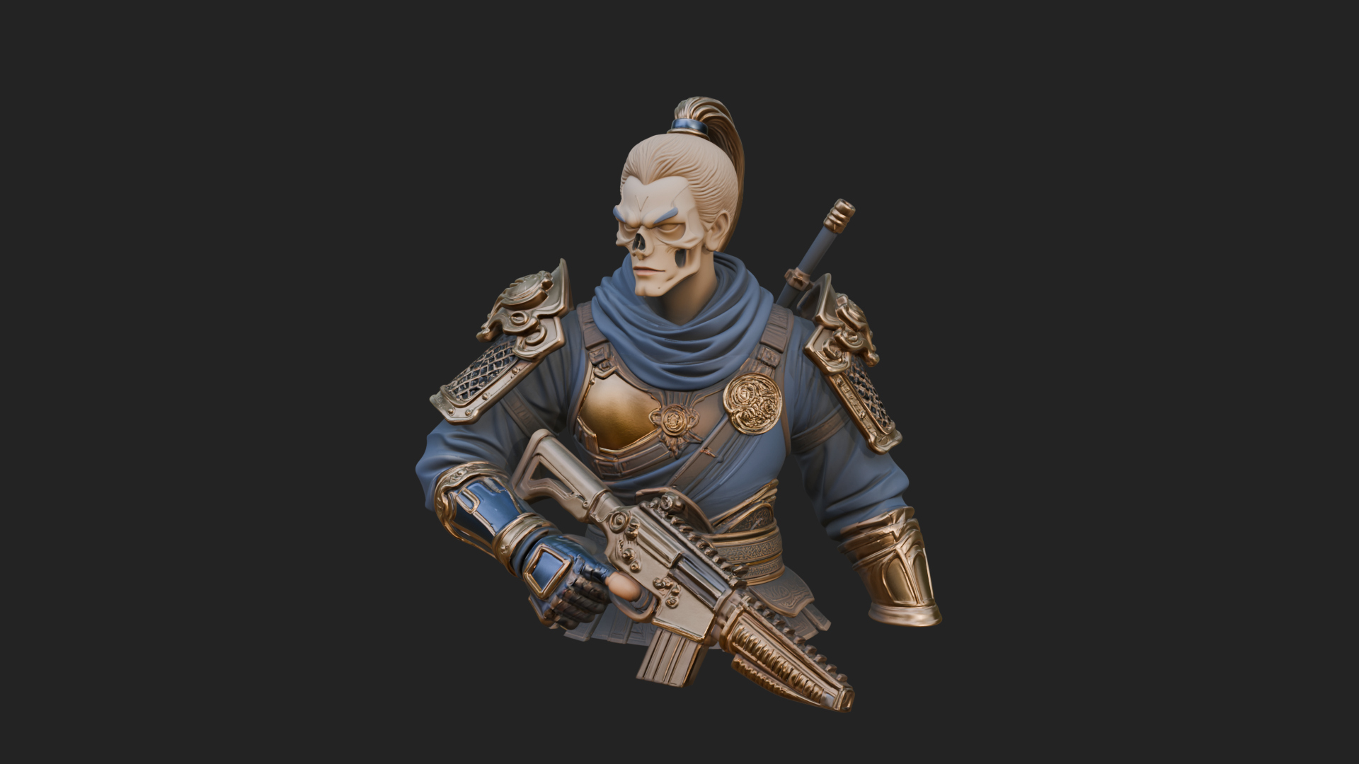 Blue Cloak Armored Scout Bust Design 4 3D Print Model 3D Model