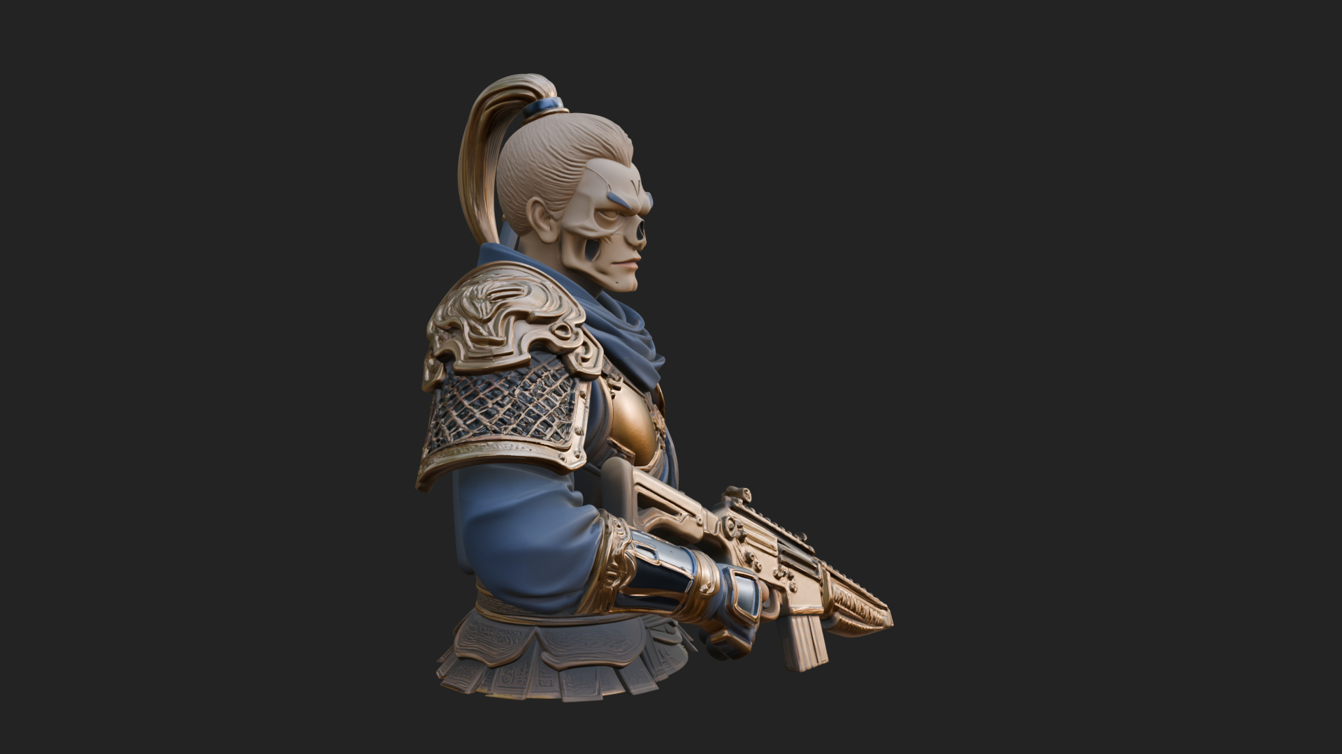 Blue Cloak Armored Scout Bust Design 4 3D Print Model 3D Model