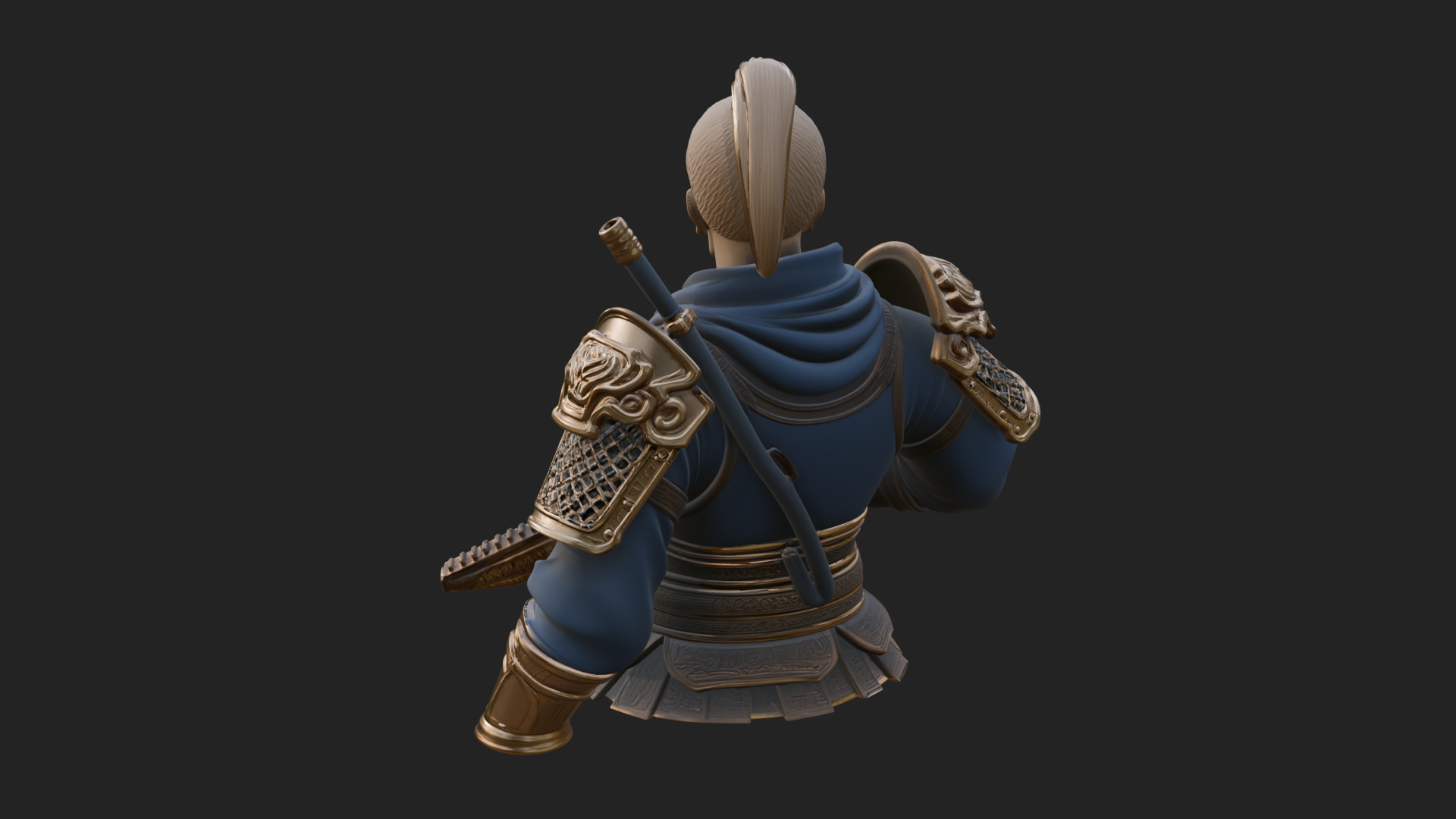 Blue Cloak Armored Scout Bust Design 4 3D Print Model 3D Model