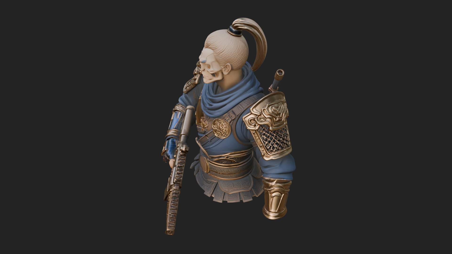 Blue Cloak Armored Scout Bust Design 4 3D Print Model 3D Model